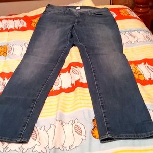 Like New, Slightly Distressed,Eddie Bauer Straight Leg, Curvy Blue Jeans